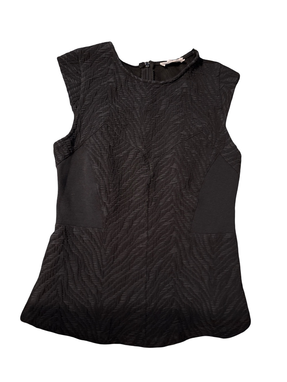 Zara Black Textured Sleeveless Tunic Top